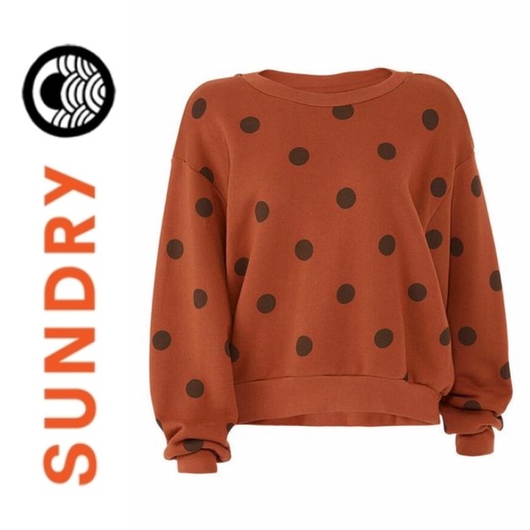 Sundry Tops - SUNDRY RUST POLKA DOT SWEATSHIRT SIZE 3 LARGE
